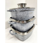 Набір квадратних кастрюль з антипригарним покриттям Gusto CERAMIC SNOW сірий