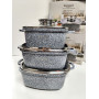 Набір квадратних кастрюль з антипригарним покриттям Gusto CERAMIC SNOW сірий