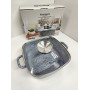 Кастрюля квадратна 4,4 л (24×10 см) з антипригарним покриттям Gusto CERAMIC SNOW сіра