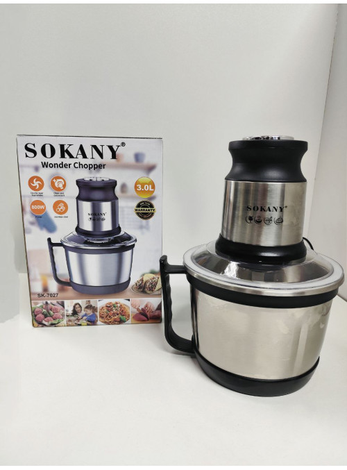 Подрібнювач-чоппер із чашею з нержавіючої сталі 3 л Sokany