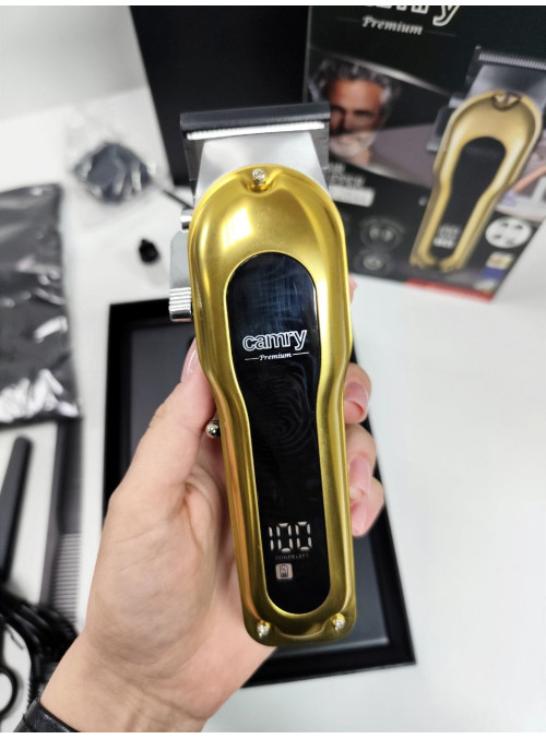 Машинка для стрижки волосся Camry Gold акумуляторна 100 Вт з LCD дисплеєм